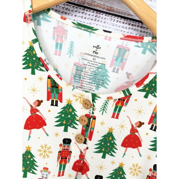 Millie + Roo Women's Long Sleeve Bamboo Pajama Set-XS Holiday Nutcracker NEW - Picture 2 of 4